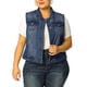 thumbnail image 1 of Chaqueta sin mangas de mezclilla para mujer de talla grande Agnes Orinda, botón, color azul, 1 of 7