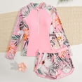 thumbnail image 5 of ATOGUTA Swim Suits for Teens Girls Long Sleeve Rash Guard Set Tankini Bathing Suits Summer Kids Swimwear Size 7-14, Pink, 5 of 6