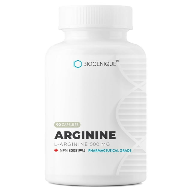 L-Arginina Biogenique 500 mg - 90 C�psulas | �xido N�trico, Favorece la Circulaci�n y el Rendimiento | Suplemento de Arginina de Alta Po
