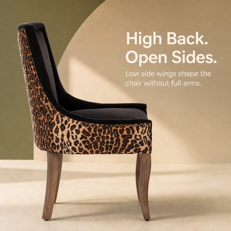 ODUSE-DAILY Leopard Dining Chairs, Set of 2 photo 4