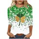 thumbnail image 3 of TaTaai Women's Irish Holiday T-Shirt Round Neck 3/4 Sleeve Loose Fit Green Print St. Patrick's Day Theme Casual Spring Top Gift, 3 of 5
