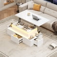 thumbnail image 1 of Noble House Lift-Top Coffee Table,High-Gloss Centre Table with 4 Drawers & LED Lights,White, 1 of 10