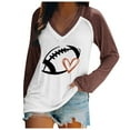 thumbnail image 1 of TSADFHJI Hauts pour Femmes, Chandails en Molleton Légers à Col Rond, Manches Longues, Imprimé Graphique de Football, T-Shirt Marron, 1 of 4
