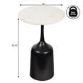 thumbnail image 4 of JONATHAN Y Pip 20.25" Classic Designer Metal Drink Table and Decorative End Table with White Marble Round Top and Bell Pedestal Base, Antique Black, END4002C, 4 of 5