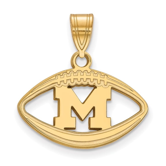 Yellow Sterling Silver Charm Pendant Michigan NCAA University Of 20 mm