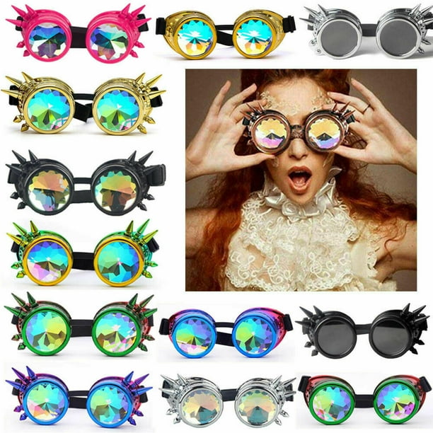 Goggles Vintage Steampunk Rave Goggles Kaleidoscope Glasses Gothic with