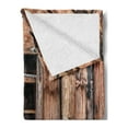 thumbnail image 2 of Rustic Soft Flannel Fleece Throw Blanket, Abandoned Damaged Oak Barn Door with Iron Hinges and Lateral Cracks Knock Theme, Cozy Plush for Indoor and Outdoor Use, 50" x 70", Pale Brown, by Ambesonne, 2 of 5