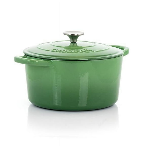 Crock-Pot Artisan 2 Piece 5 Quarts Enamled Cast Iron Dutch Oven in Pistachio Green
