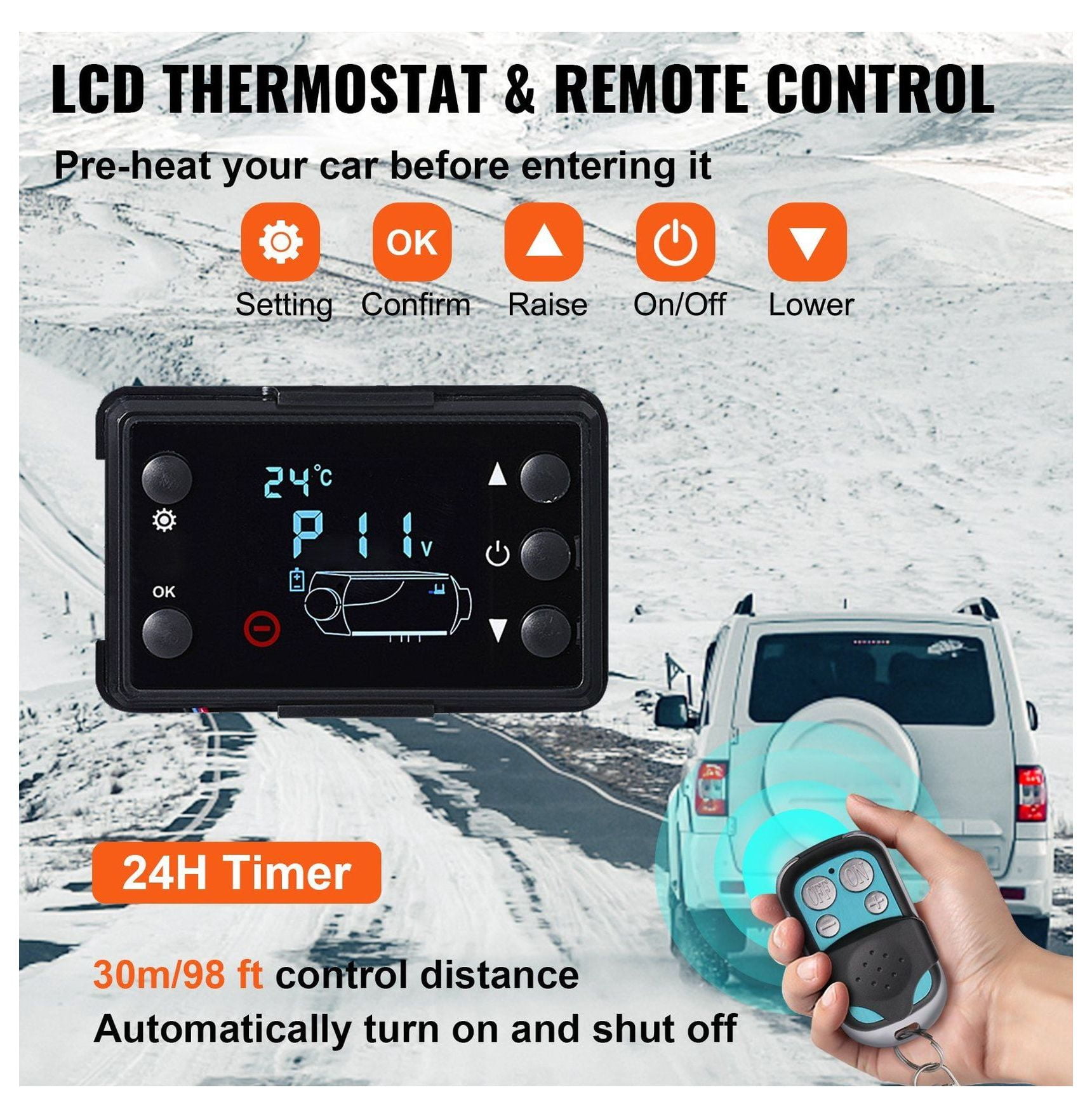 8KW Diesel Air Heater 12V Remote Control Parking Heater for RV, Truck, Boat, Bus - 100% Combustion, Low Noise, LCD Control
