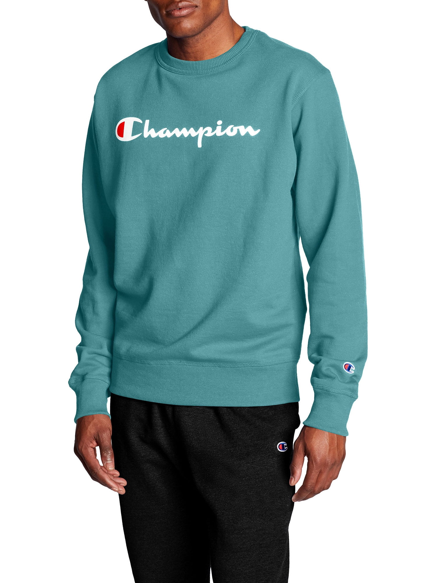 Champion Men's and Big Men's Powerblend Logo Crewneck Sweatshirt, up to size 2XL