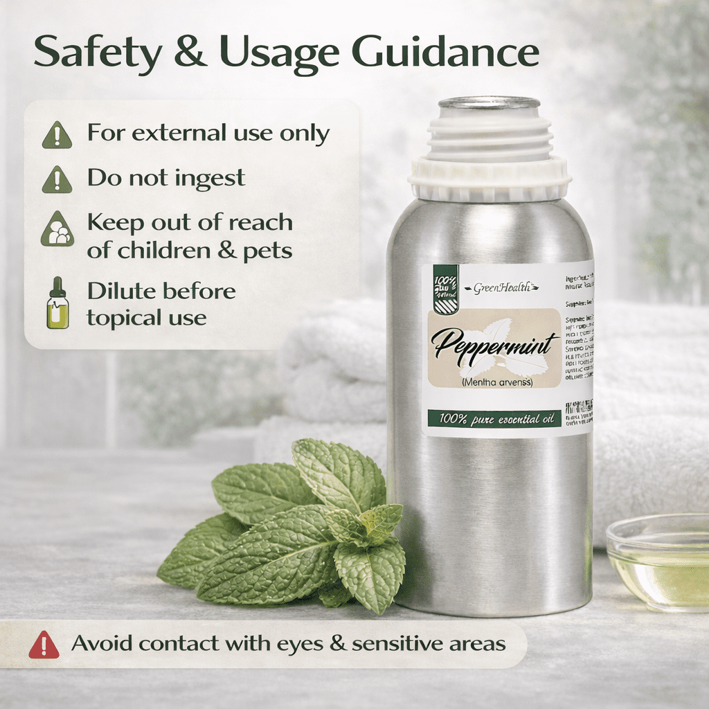 GreenHealth 16 fl oz Peppermint Essential Oil (100% Pure & Uncut), Aluminum Bottle