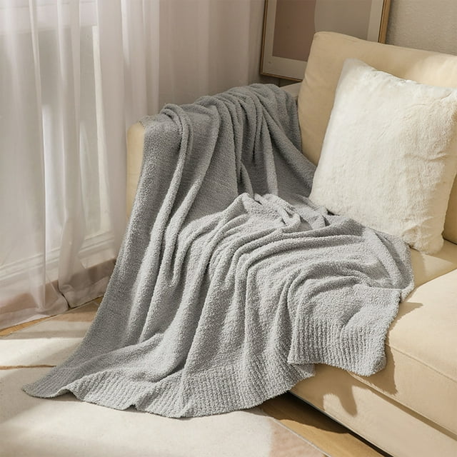 Openpig Couverture Tricotée pour Adultes, Douce et Chaude, Respirante, Moelleuse, Couverture d'Automne pour Canapé, Sofa, Lit, Couverture Tricotée Réversible Confortable et Duveteuse pour Toutes les Saisons (63x51 Pouces)