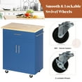 thumbnail image 5 of Walsunny Kitchen Island Table Stand with Storage on Wheels,Rolling Kitchen Cart Storage Cabinet with Drawer,Blue, 5 of 9