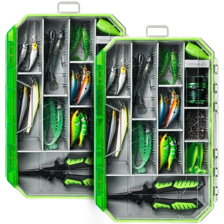 Ghosthor Plastic Fishing Tackle Box Organizer Waterproof 3600 and 3700 Tackle Trays with Removable Partition Fishing Lures/Bait/Gear Storage 3700 2pcs