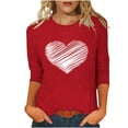 thumbnail image 2 of BEFOKA Women'S T-Shirts 3/4 Long Sleeve Valentine'S Day Crewneck Sweatshirt Love Heart Printed Ladies Blouses Basic Tops Pullover Sweatshirts Graphic Plus Size Heart Shirt Outside Top Blouse, 2 of 5