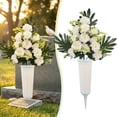 thumbnail image 4 of White Artificial Cemetery Flowers with Vase Spike, Realistic Peony Bouquet, UV Resistant Memorial Grave Decorations, Outdoor Headstone Decor for Sympathy Remembrance, 4 of 5