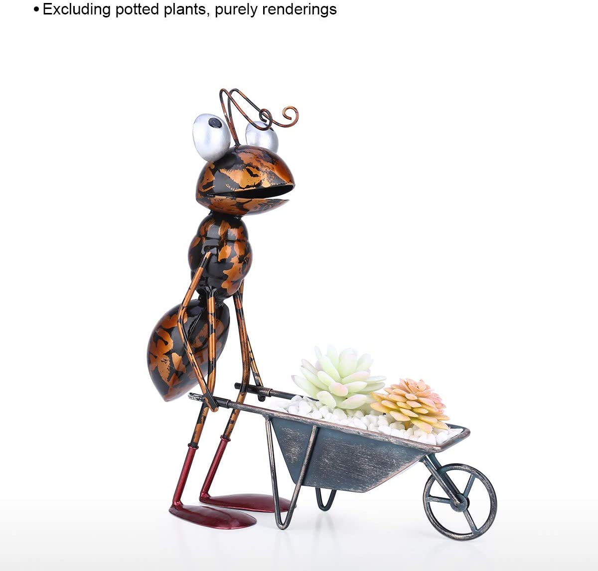 Metal Garden Sculpture with Removable Bucket for Patio Lawn Yard Indoor Outdoor Decor