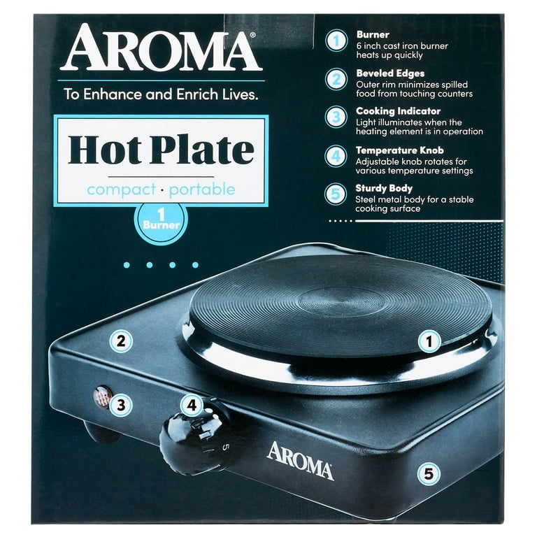 Aroma AHP-303 Single-Burner Portable Electric Range Hot Plate, Black