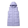 thumbnail image 4 of hotojiny Kids Long Puffer Vest Girls Boys Quilted Hooded Sleeveless Coat Thicken Button down Zip up Padded Outerwear Vests(Purple,10-11 Years), 4 of 9