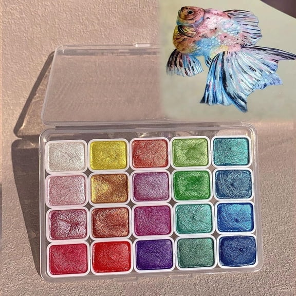 Watercolor Paint Set, 20 Shimmer Pearlescent Colors, Solid Blendable, Travel-Friendly, Ideal for Artists, Beginners & Enthusiasts(Luoshen 20 colors)