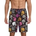 thumbnail image 1 of Balery Halloween Skeleton Pantalones cortos de pijama de punto de algodón para hombre con cinturilla y bolsillos-Large, 1 of 6
