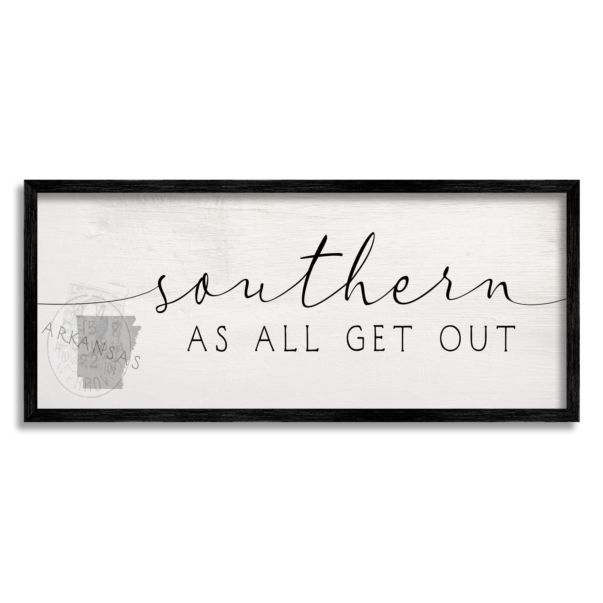 Stupell Industries Southern As All Get Out Sentiment Arkansas State Typography Painting White Framed Art Print Wall Art, 13 x 30