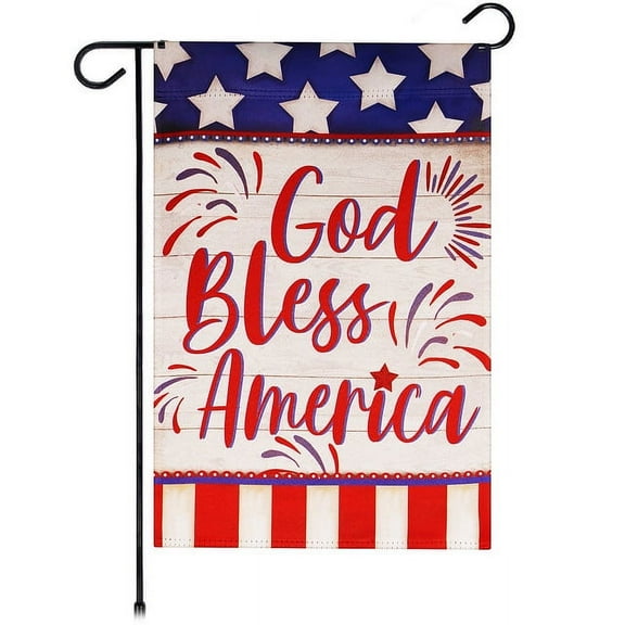 G128 12" x 18" Patriotic Garden Flag, Patriotic Decoration God Bless America Outdoor Decor