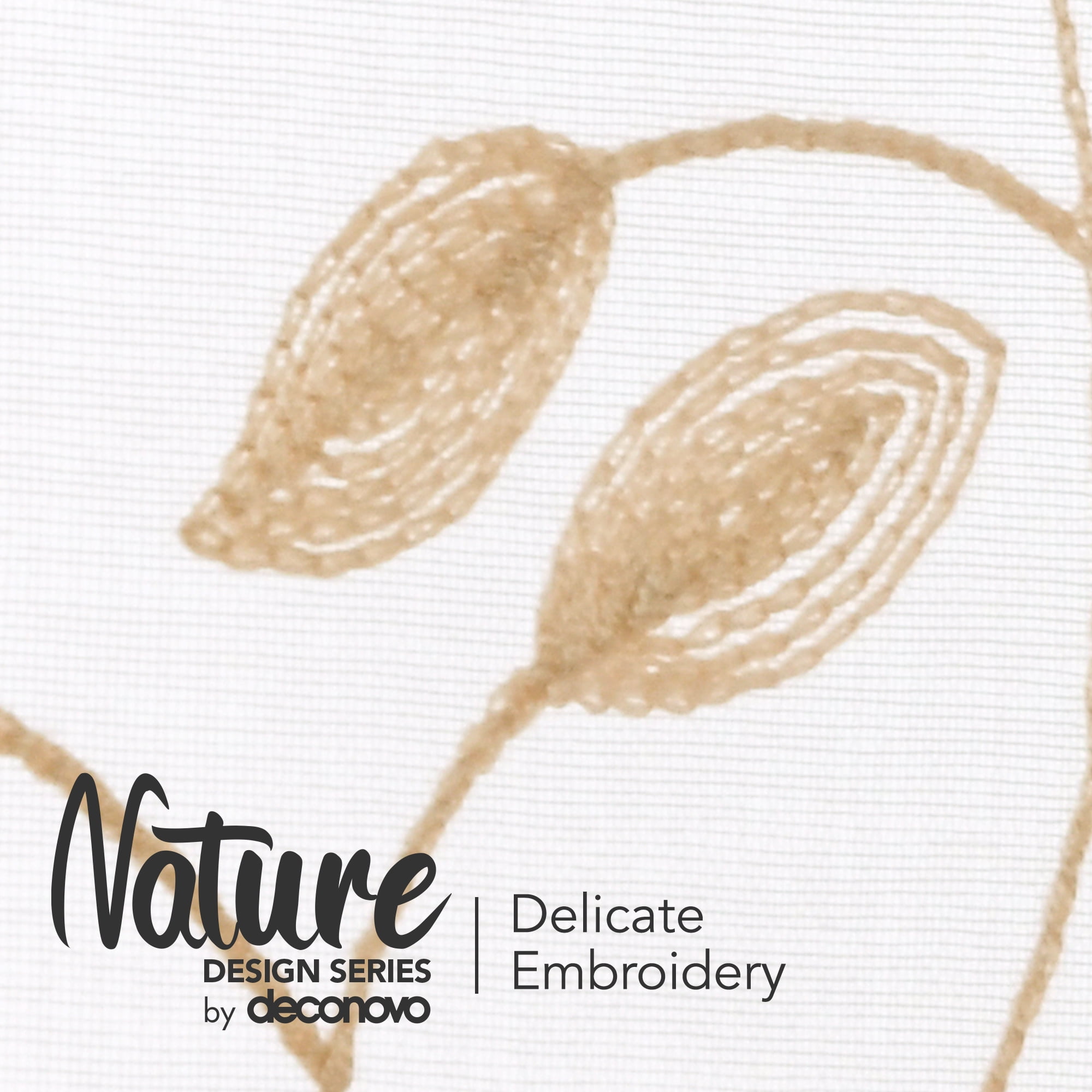 Deconovo Sheer Curtains 84 inches Long, Leaf Pattern Embroidery Floral Curtains for Bedroom Living Room - 2 Panels, Each 52x84 in, Beige