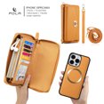 thumbnail image 2 of Allytech Wallet Case for iPhone 15 Pro Max with Card Slots & Zipper Pocket, [RFID Blocking] [Wireless Charging] [Hand Strap & Shoulder Strap & Mirror] PU Leather Protective Magnetic Case, Orange, 2 of 14