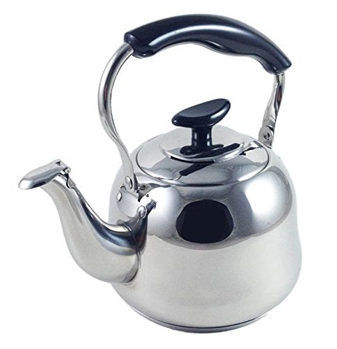 Gas Electric Induction Compatible Extra Large Size 7.5 Liter Zebra Polished Mirror Finish Stainless Steel Whistling Canister Stovetop Teakettle Tea Kettle Teapot 