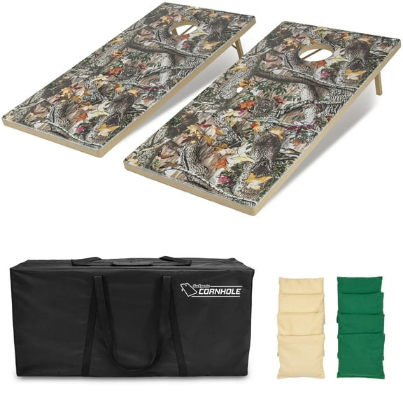 GoSports Tough Toss All Weather Cornhole Outdoor Game - 2 Regulation Size Boards, 8 Bean Bags, and Carry Case - Reed Camo
