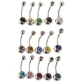 thumbnail image 2 of 15Pcs - VALUE PACK - Navel Barbell Crystal Rhinestone Belly Button Bar, 2 of 8