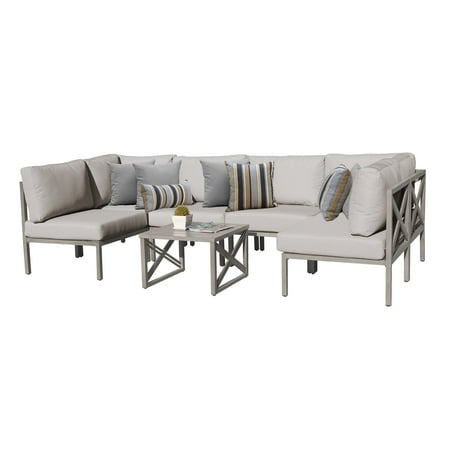 Aluminum 7 Piece Patio - TK Classics Carlisle Aluminum 7 Piece Sectional Patio Conversation