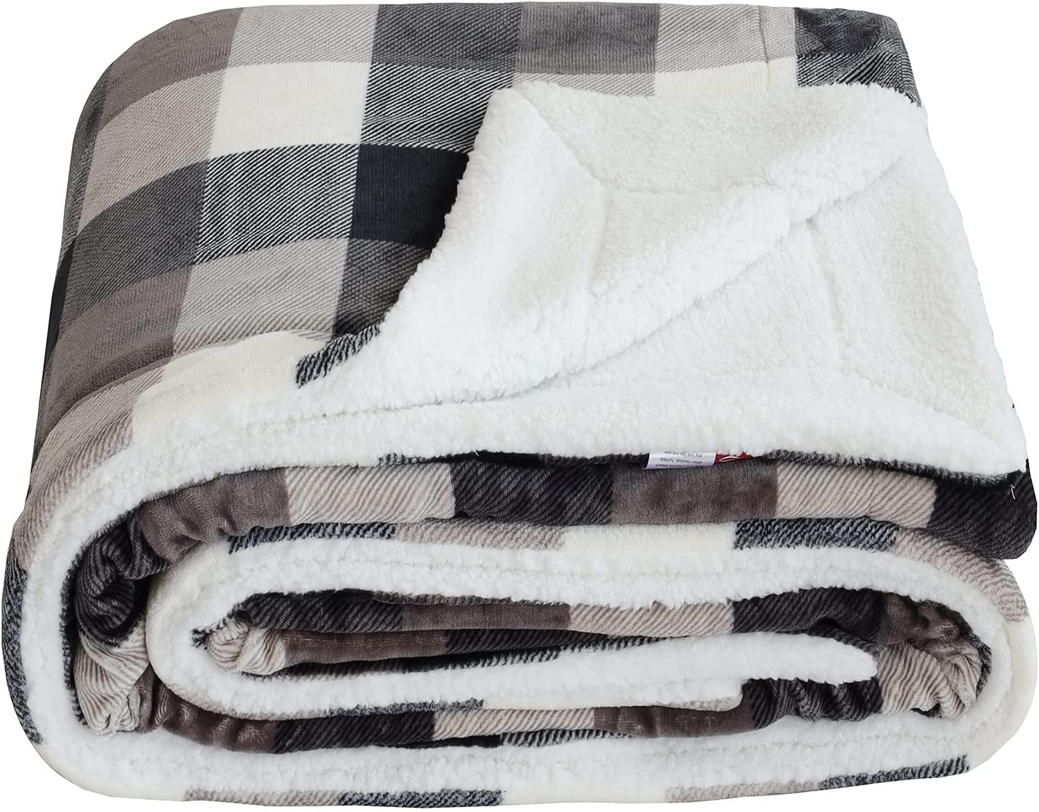 SOCHOW Sherpa Plaid Fleece Throw Blanket Double-Sided Super Soft Luxurious Bedding Blanket 60 x 80 inches Red/Grey