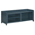 thumbnail image 4 of Shoe Bench, Distressed Shutter Storage Bench with Cushion and Sliding Door, Vintage Acacia Veneer Shoe Cabinet Bench for Living Room, Entryway, 4 of 9