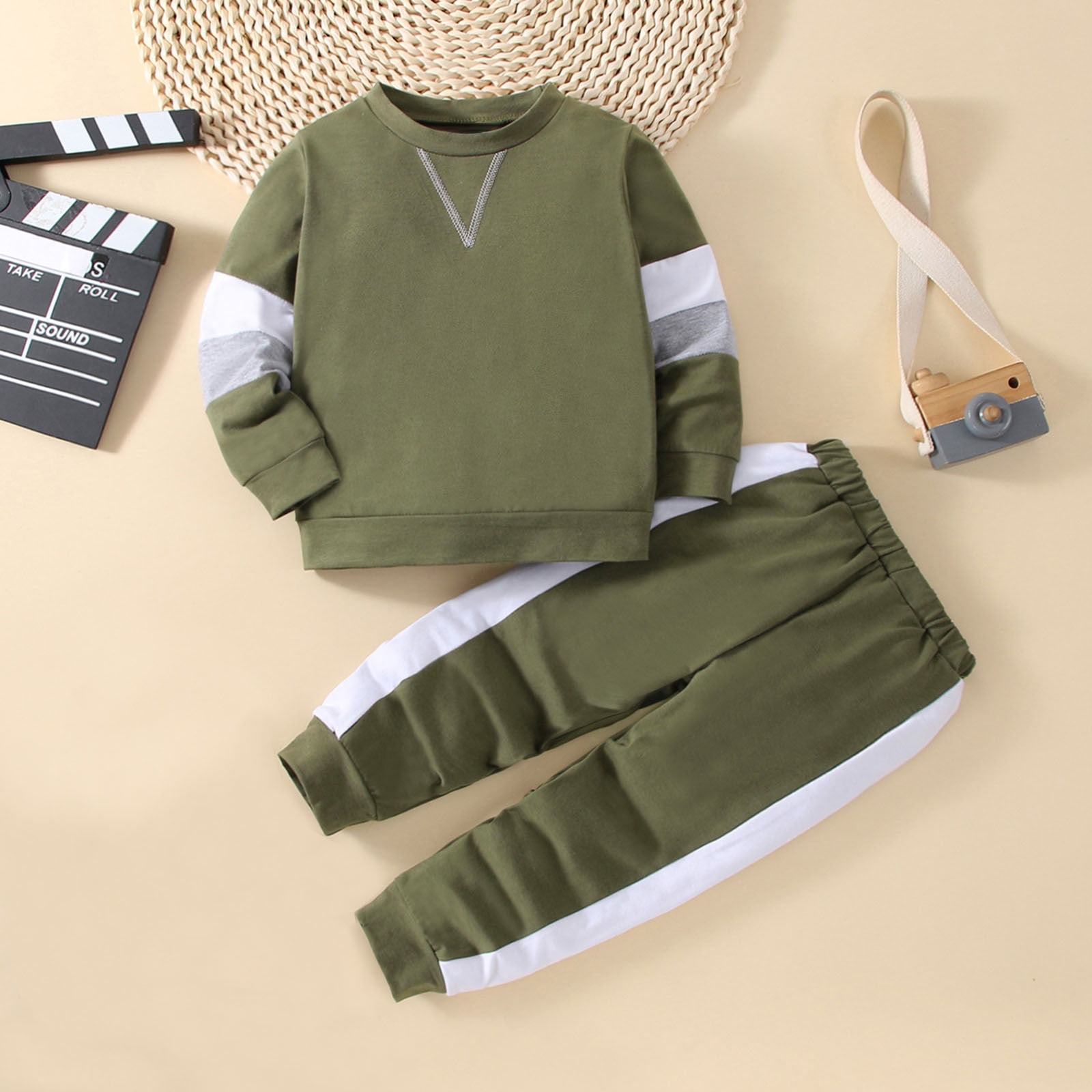 SHTXOZHI Baby Boy Girl Clothes Set Long Sleeve Crewneck Sweatshirt Pants Cute Toddler Fall Winter Outfits