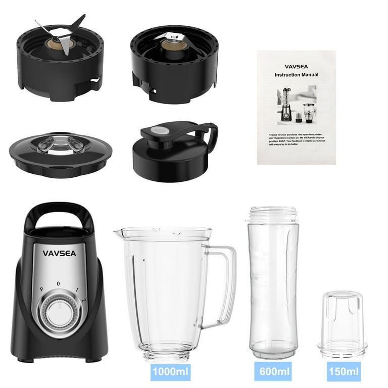 VAVSEA 1000W Countertop Blender for Shake and Smoothies, 5 Speed Kitchen  Blender with 51oz Glass Jar & 20oz Travel Cup, for Ice Crush Fruit Protein