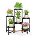 thumbnail image 1 of LASZOLA 6 Tiered Folding Plant Stand Indoor for Multiple Large Planter, Tall Heavy Duty Adjustable Rack with Rust Proof Plastic Shelving, Sturdy Vertical Tree, 1 of 7