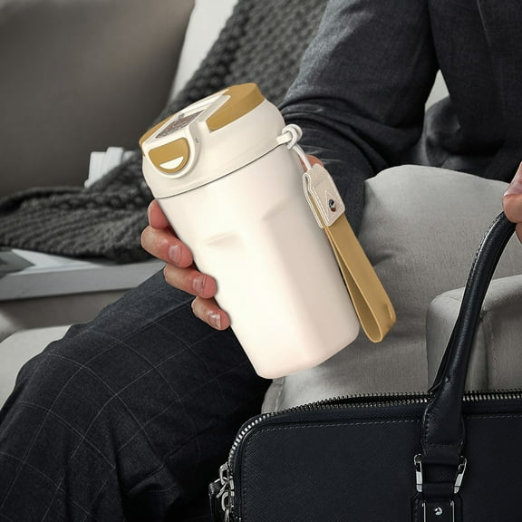 Ckraxd 450ml Stainless Steel Insulated Coffee Cup Portable Handheld Straw Tumbler for Hot & Cold Beverages, Stylish and Durable