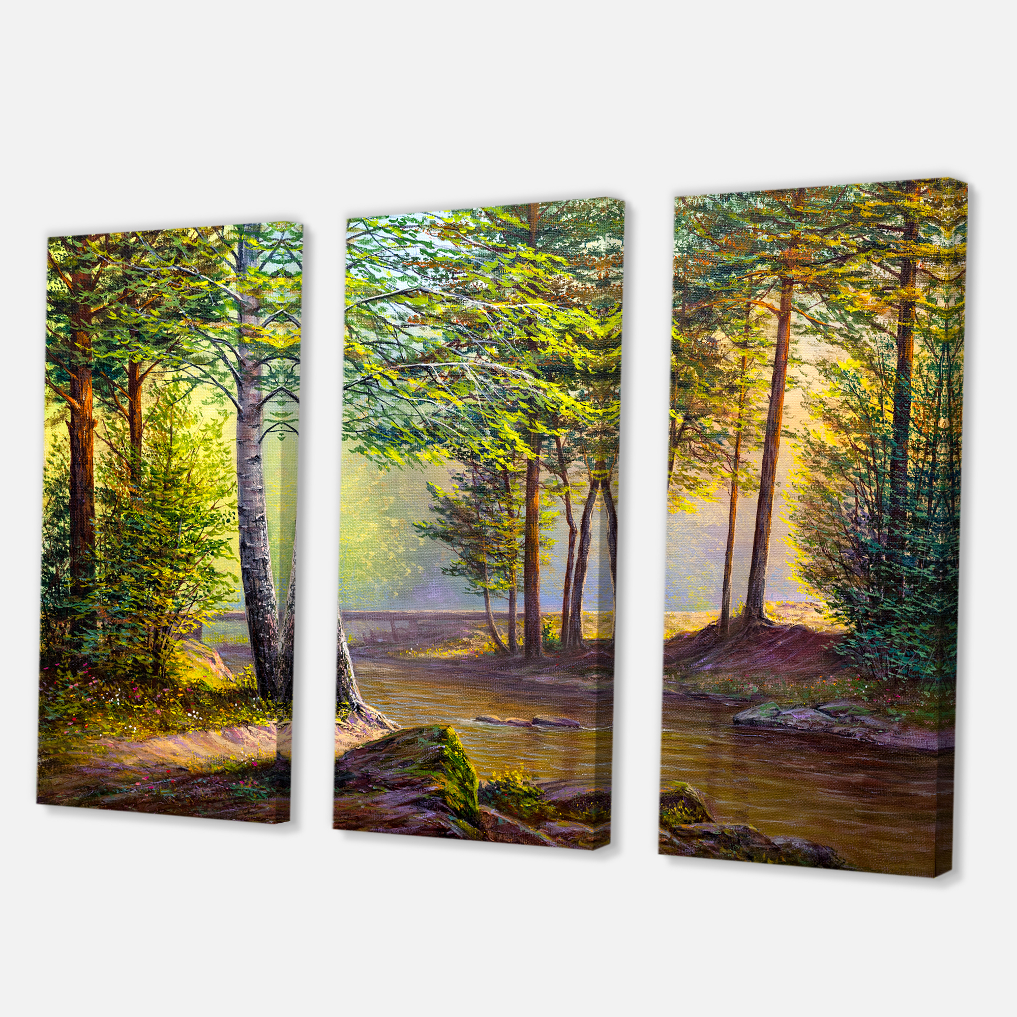 Designart ' Sunrise Glow Through The Awakening Fir Forest ' Traditional Canvas Wall Art Print