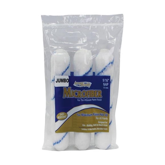 Arroworthy 1807882 Microfiber 4 x 4 in. Mini Paint Roller Cover, White - Pack of 3