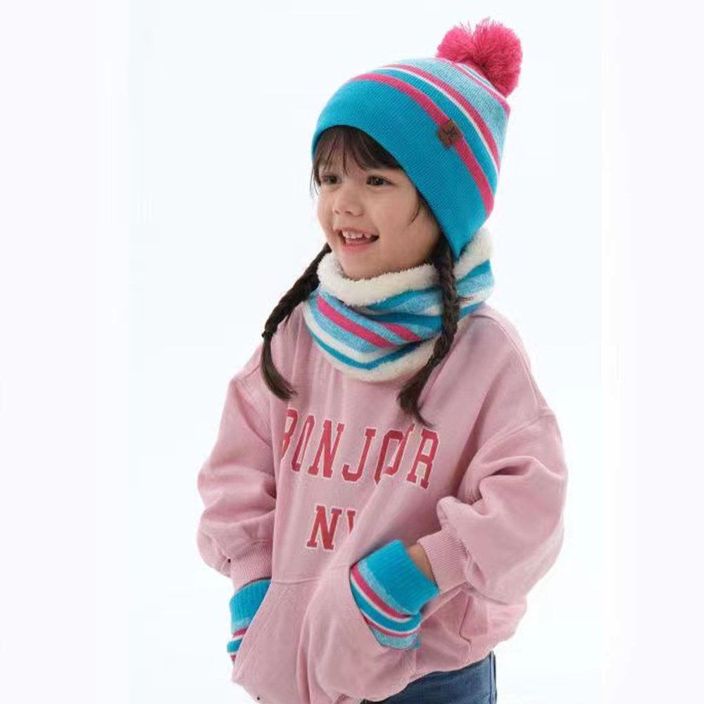 Chapeau d'Hiver pour Bébé Fille Foulard et Gants Ensemble Pcs