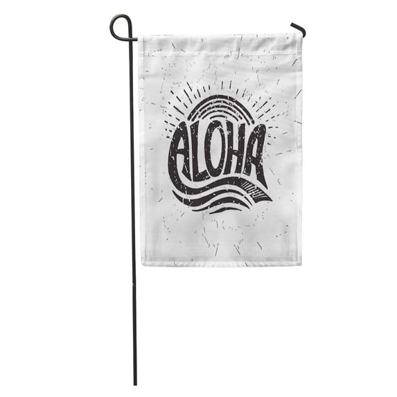 SIDONKU Aloha Surfing Lettering Hawaiian Tropical Exotic Graphics Summer Retro Drawn Garden Flag Decorative Flag House Banner 28x40 inch