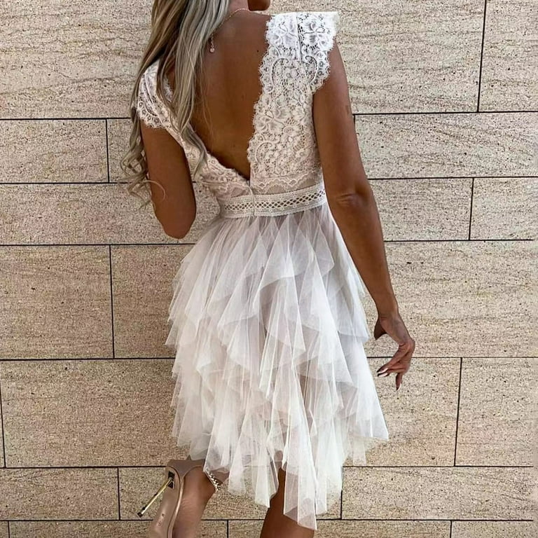 Handkerchief hem cheap wedding dress