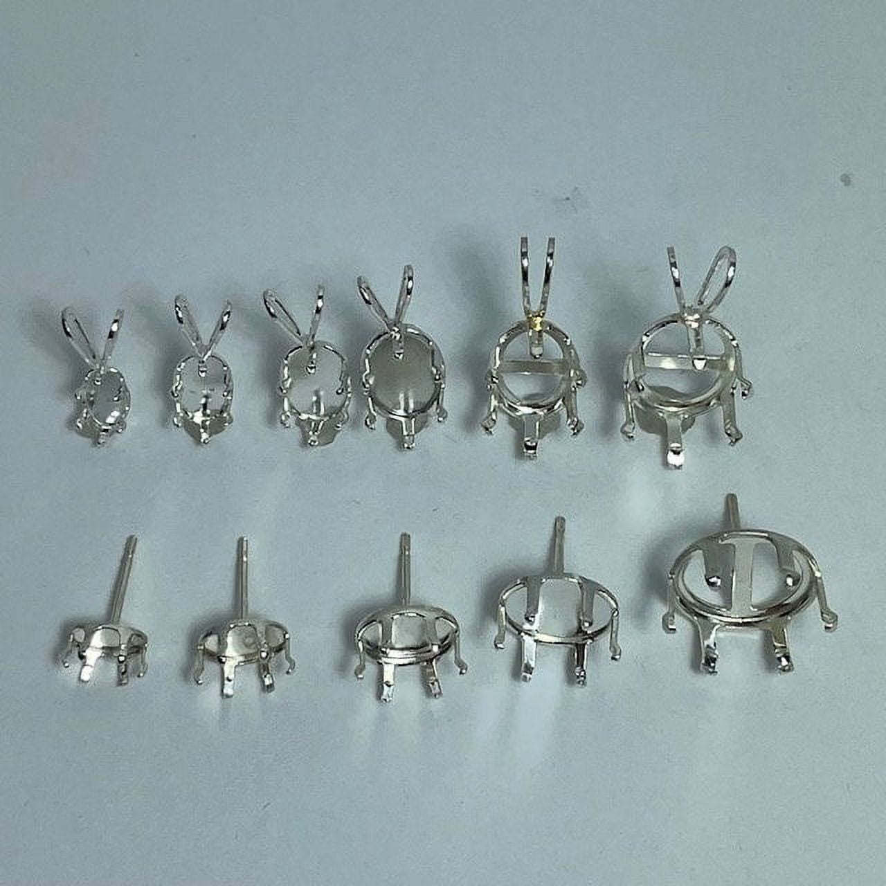 Sterling Silver Snap Oval Earring and Pendant Jewelry findings with Backs (3 Pair Earrings 8x6mm)