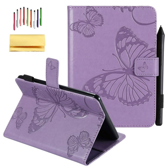 Kindle Paperwhite Case,Allytech Embossed with Butterfly Folio Stand Wallet Case with Cards/Cash Holder for Kindle Paperwhite (Fits All-New 10th Generation 2018/ All Paperwhite Generations),Purple