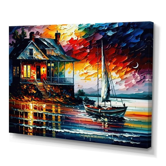 Designart Colorful Beach House IV Canvas Wall Art
