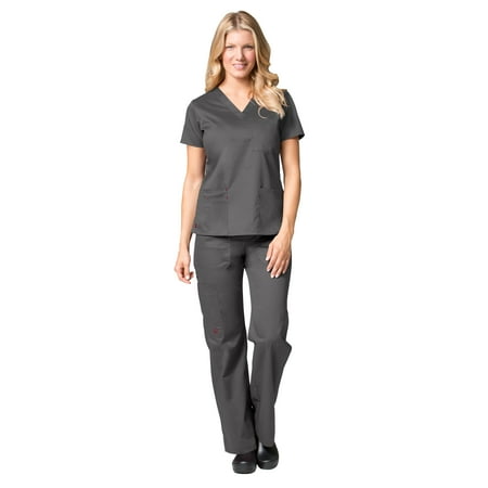

Maevn Blossom 3 Pocket V-Neck Scrub Top & Utility Pocket Cargo Scrub Pant Set