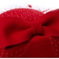 thumbnail image 5 of Robe pour Femmes Fascinator Chapeau en Laine Feutrée avec Nœud et Voile (Rouge), 5 of 5