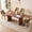 Boucle Brown Chairs, variant on 71" Large Dining Table Set for 4, Rounded Corners Farmhouse Modern Rectangle Wood Kitchen Table with Boucle Chairs Set of 4